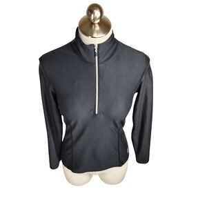 SNOW ANGEL Doe Skin 1/4 Zip Womens M Black‎ Long Sleeve Active Baselayer Stretch